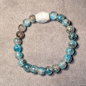 Glass with Amazonite Chunk Beaded Bracelet